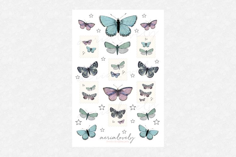 Dark Flutter Printable Sticker Sheet ⋆ aerialovely